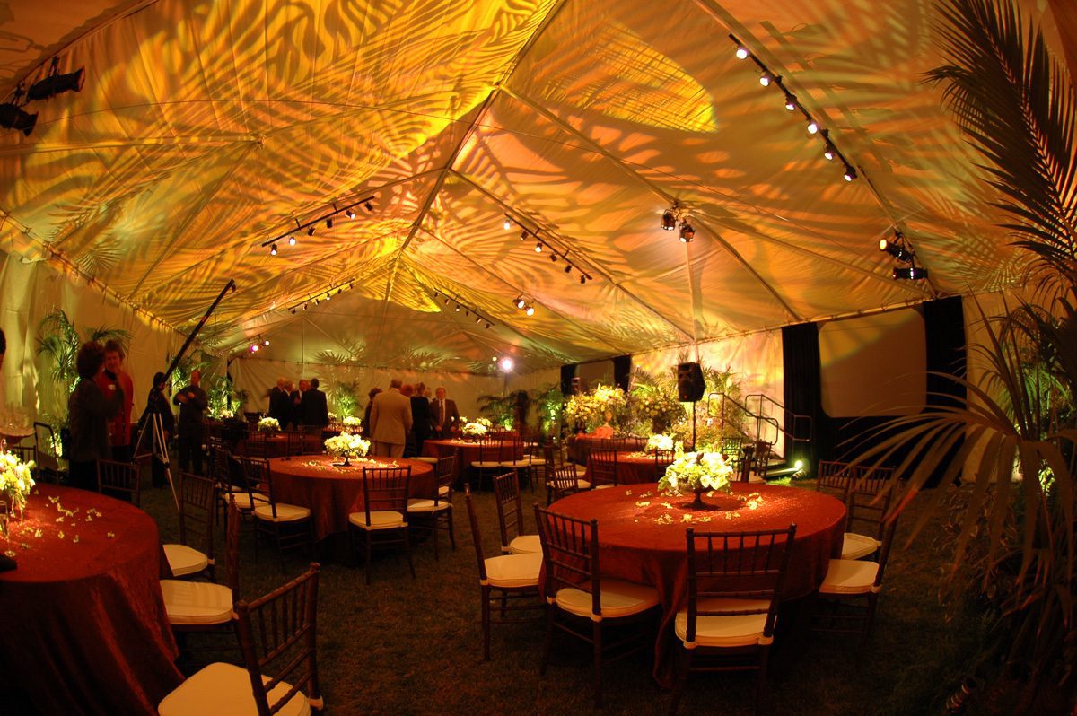 Monogram gobo projection at a wedding