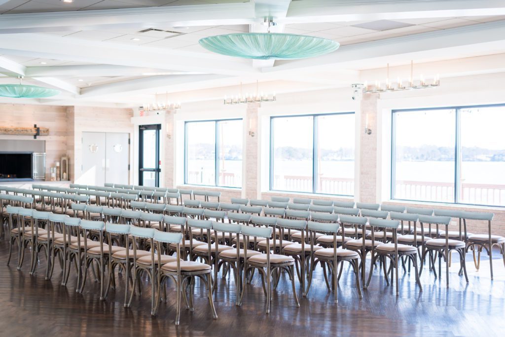 day time waterfront wedding ceremony