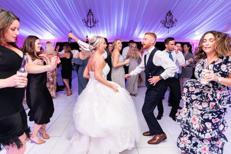 bride and groom dancing