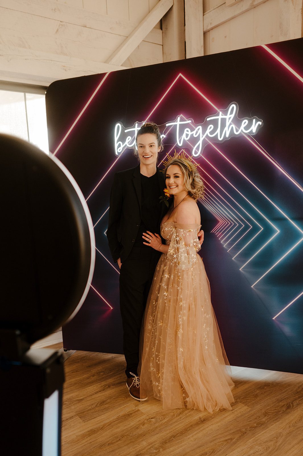 Digital photo booth setup at The Greenery wedding venue in New England