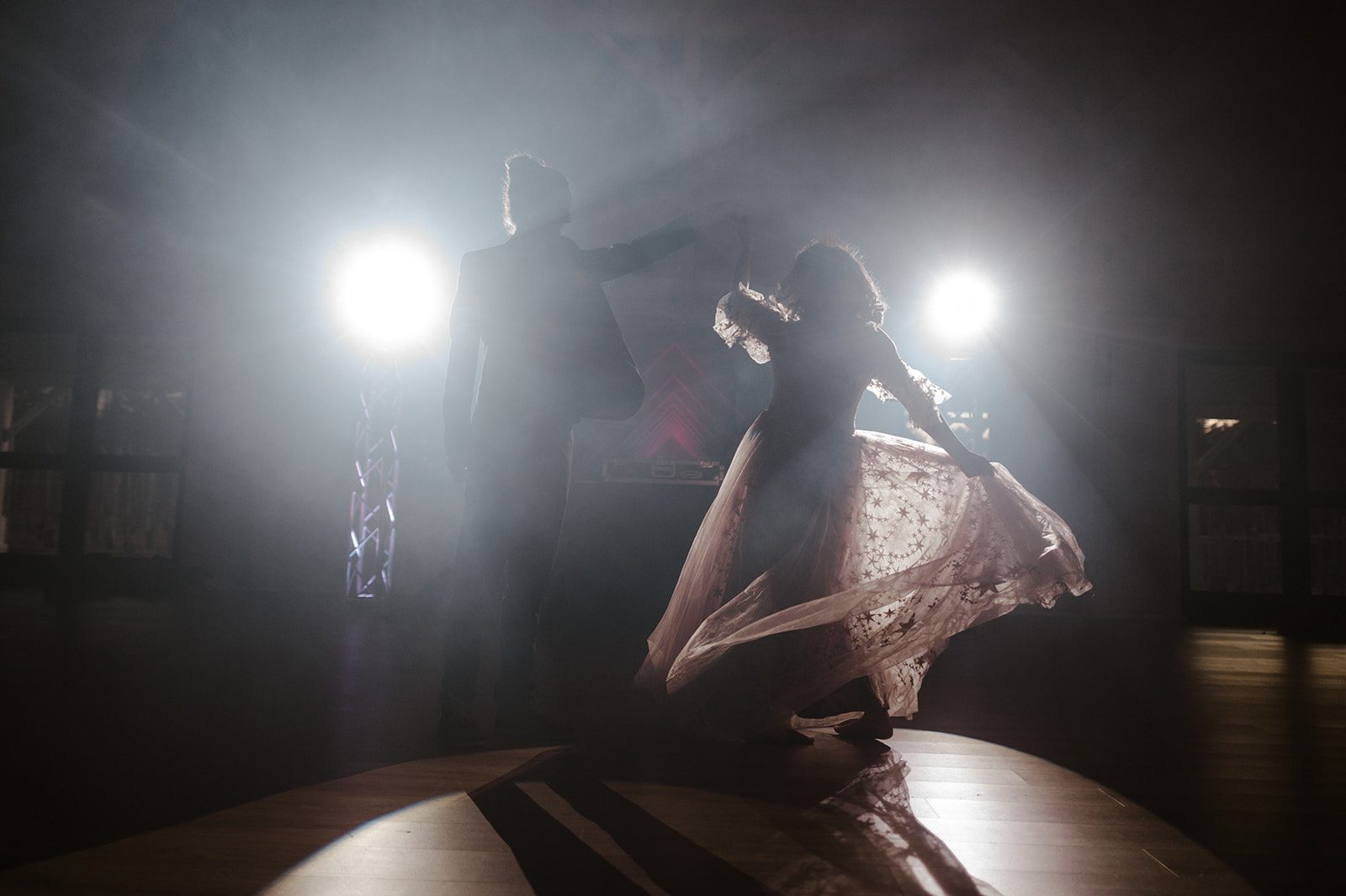 Dance floor lighting at a Boston wedding reception