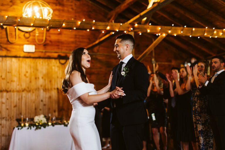 wedding barn string lighting