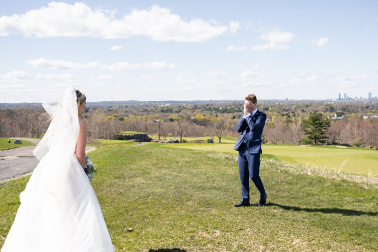 Groom's reaction to first look of his bride
