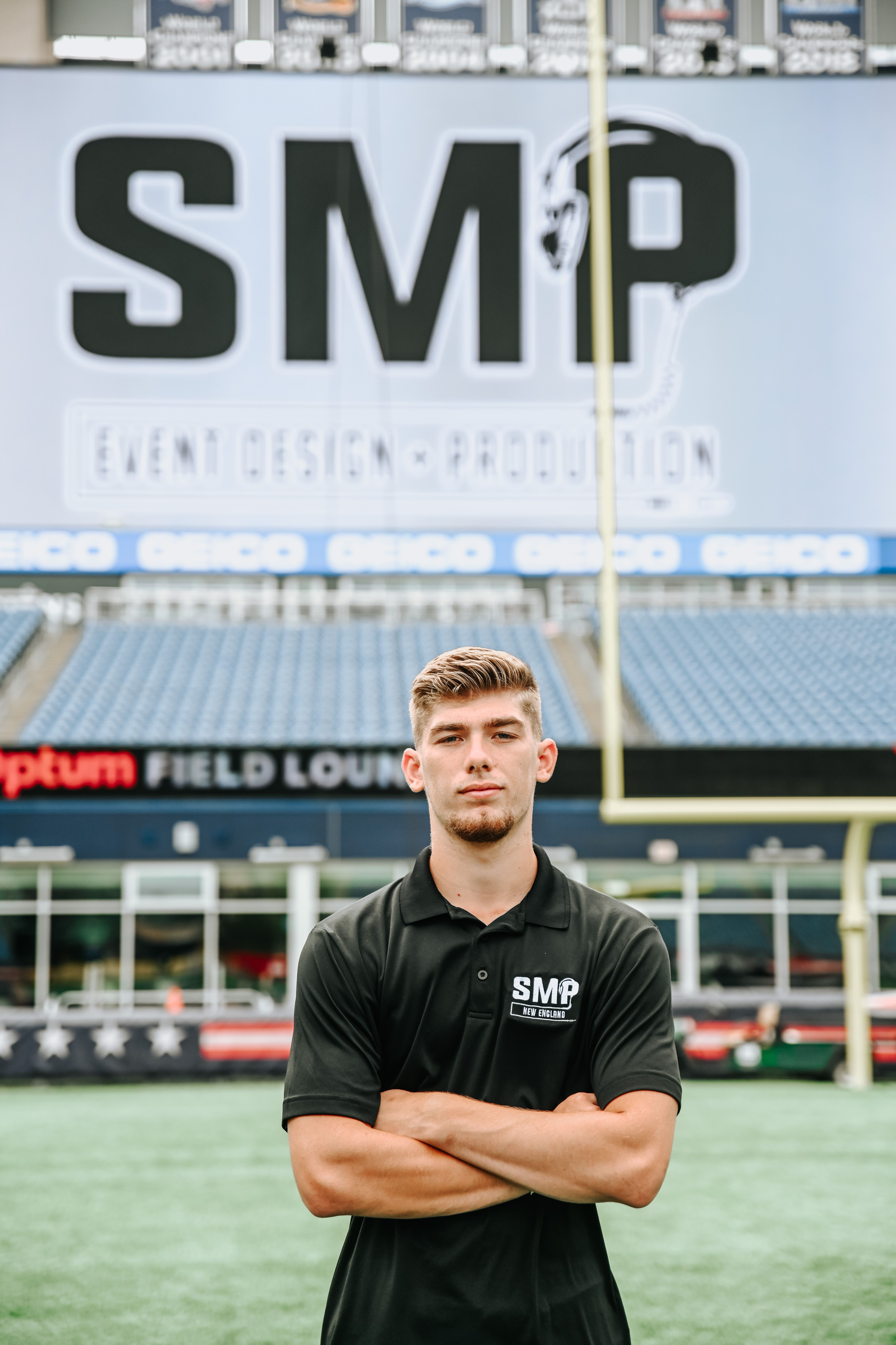 Michael MacBeth at Gillette Stadium, Black Diamond Event Production team day