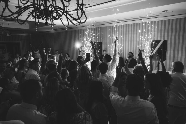 Cold spark machine producing a spark fountain during a wedding in Massachusetts