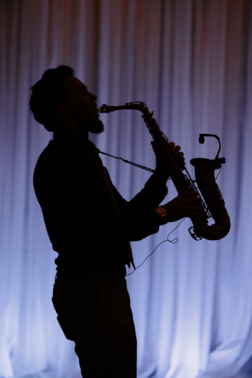 Live saxophonist performing at a Black Diamond Event Production wedding in Boston, MA