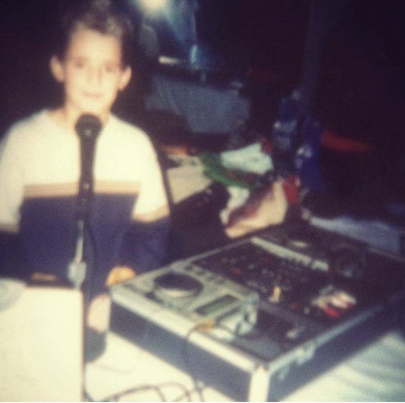 David Buono at his first contracted DJ gig, the Medford Police Department family Christmas party, December 2002 — one day before his twelfth birthday