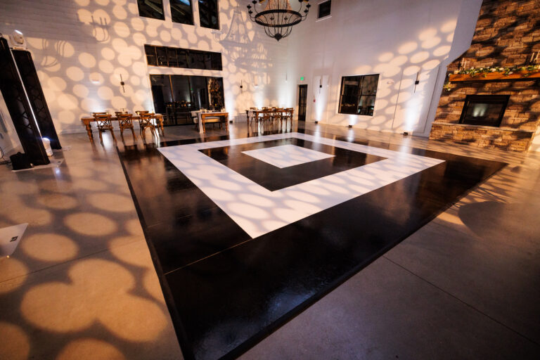 black and white Dance Floor with gobo pattern projections