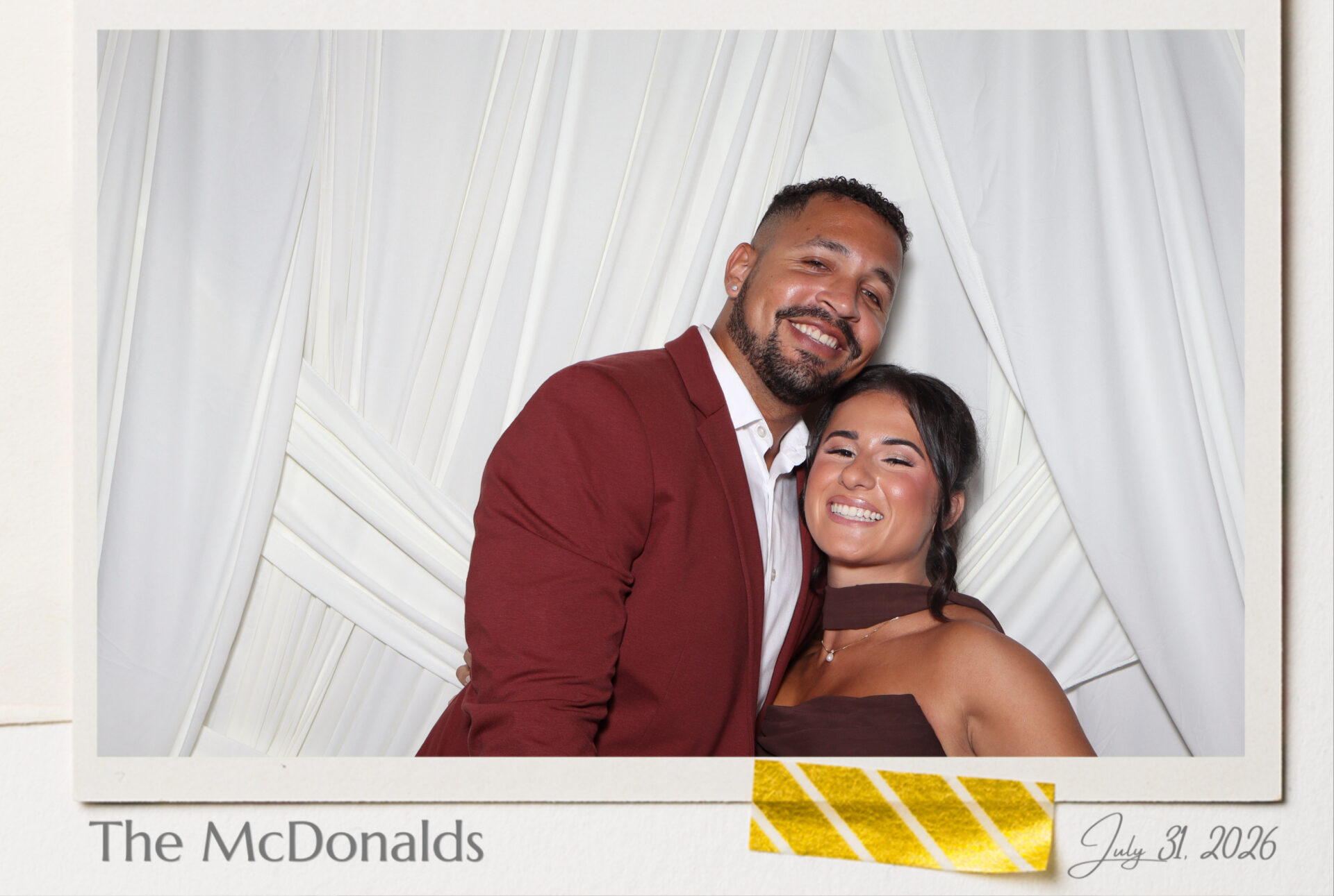 Ultra high resolution 4x6 portrait print photo booth print, couple portrait, custom name and date border, Black Diamond Event Production